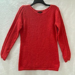 Rachel Zoe  Sweater Red Woman's L Boat Neck Long Sleeve Decorative Weave Back